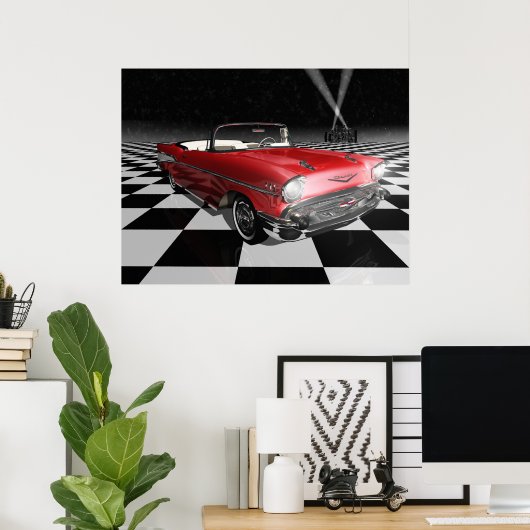 Poster '57 Chevy sur Checkerboard (Bureau à domicile)