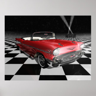 Poster '57 Chevy sur Checkerboard