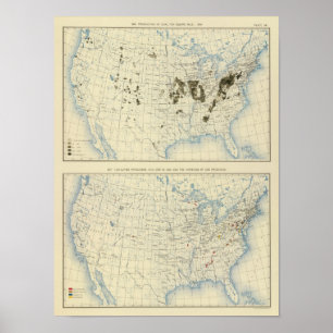 Poster 58 Charbon 1890, minerai de fer 1889
