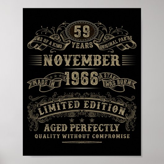 Poster 59 Year Old 59th Bday November 1966 Limited Editio (Devant)