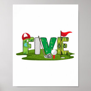 Poster 5 Anniversaire Golf Thème 5 ans Enfants Sport Part