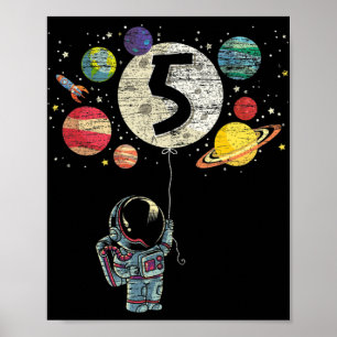 Poster 5 ans Anniversaire Cadeaux de garçon Astronaut 5e 