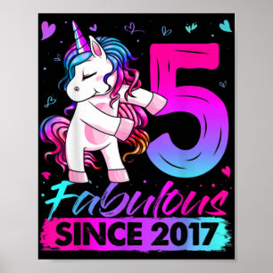 Poster 5 Ans Unicorne Flossant 5e Anniversaire Girl Uni