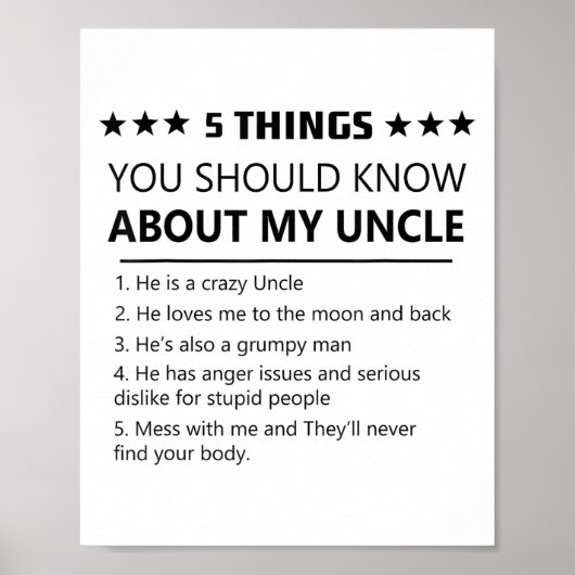 Poster 5 Choses Que Tu Devrais Savoir Sur Mon Oncle-Fami (Devant)