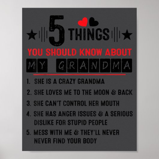 Poster 5 choses que vous devriez savoir sur ma grand-mère (Devant)