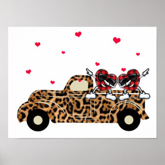 Poster 5 cœurs à carreaux de buffle sur la Saint-Valentin
