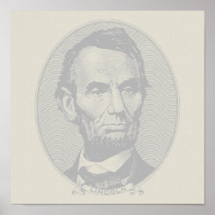 Poster $5 Dollar Argent du président Abraham Lincoln