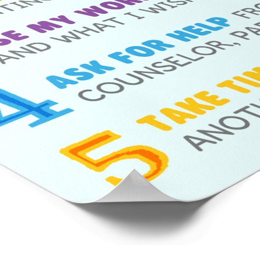 Poster 5 Étapes pour gérer les émotions Comportement en c (Coin)