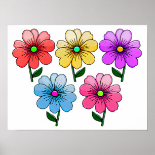 Poster 5 Fleurs de couleur