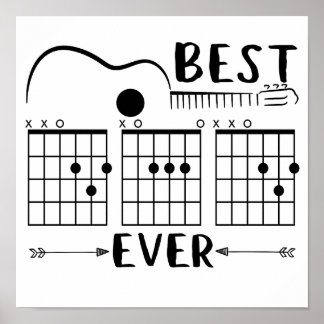 Poster 5 Guitariste Meilleur Papa à la Guitare Papa Accor