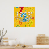 Poster 5 PERSONNES SUR 4 Blague de maths (Cuisine)