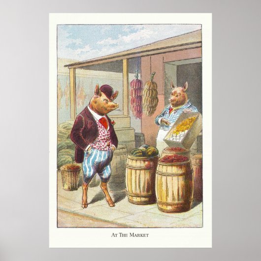 Poster 5 petits cochons : au marché (Devant)