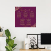 Poster 5 Table Magenta Plum & Or Plan de Table de Mariage (Bureau à domicile)