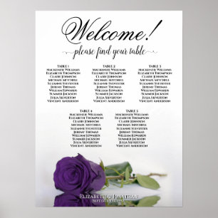Poster 5 Table Mariage Rose Violet Royal Plan de Table