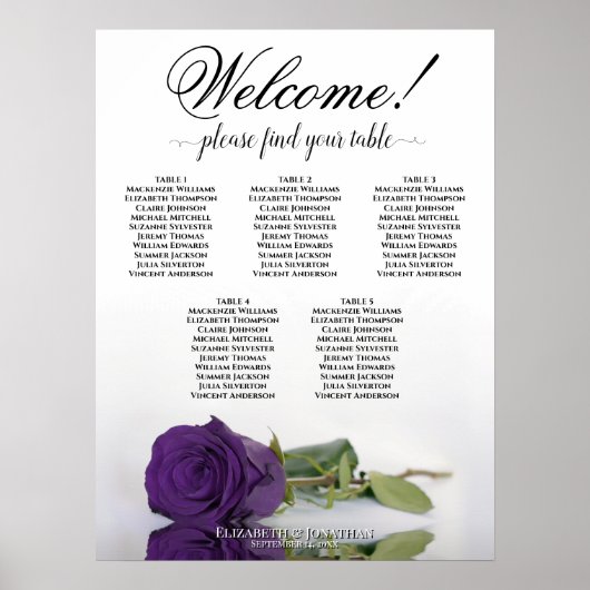 Poster 5 Table Mariage Rose Violet Royal Plan de Table (Devant)