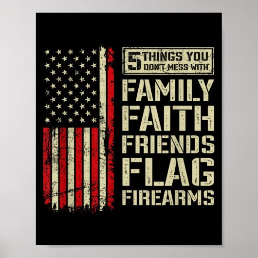 Poster 5 Things Don't Mess With Family Faith Friends Flag (Devant)