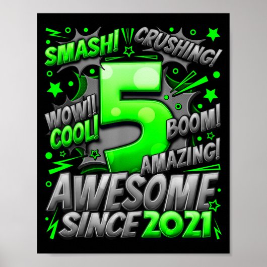 Poster 5 Year Old For Boys 5th Birthday Boy 5 Year Old Bo (Devant)