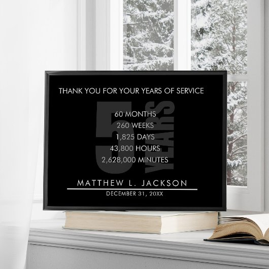 Poster 5 Years Retirement or Employee Appreciation Gift