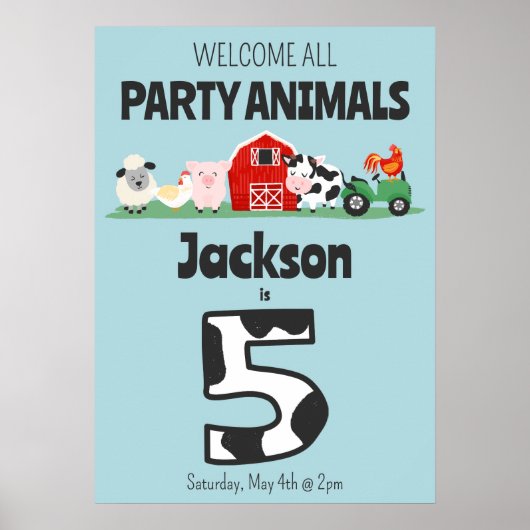 Poster 5e anniversaire Accueil Fête Animaux Ferme (Devant)
