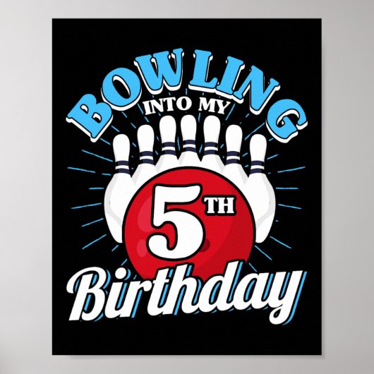 Poster 5e anniversaire Bowling Thème Bowling dans Anniver (Devant)