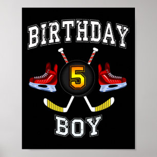 Poster 5e anniversaire Boy - Ice Hockey enfant de 5 ans