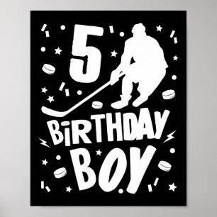 Poster 5e anniversaire Garçon Hockey sur glace Enfants 5