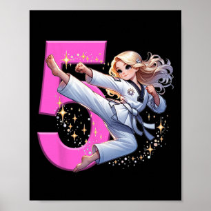 Poster 5e anniversaire Girl Martial Arts Party Taekwondo 