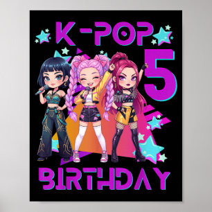 Poster 5e anniversaire Mignon Chibi Kpop Drôle 5ème Anniv