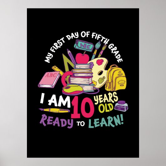 Poster 5e Grade Teacher My First Day (Devant)