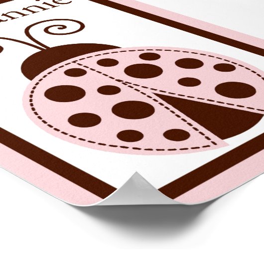 Poster 5x7 Custom Pink Mod Lady Bug Bébé Lit Nom Art (Coin)