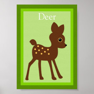 Poster 5X7 Deer Forest Friends Wall Art