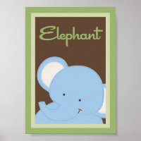 5x7 "Elephant" Jungle Safari Baby Lit Mur Art