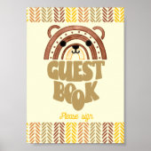 Poster 5x7 Livre d'hôtes Boho Woodland Bear Anniversaire (Devant)
