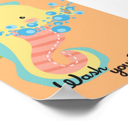 Poster 5x7 Ocean SeaHorse Laver votre visage Salle de bai (Coin)