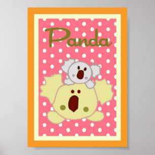 Poster 5x7 "Panda" Jungle Safari bébé lit mur art