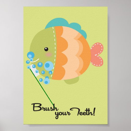 Poster 5x7 Poisson Océan Broncent Vos Dents Salle De Bain (Devant)