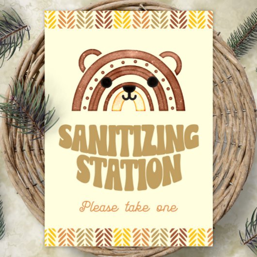 Poster 5x7 Sanitizer Station Boho Woodland Bear Anniversa