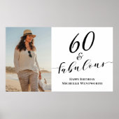 Poster 60 and Fabulous Sixtieth Birthday Photo Script (Devant)