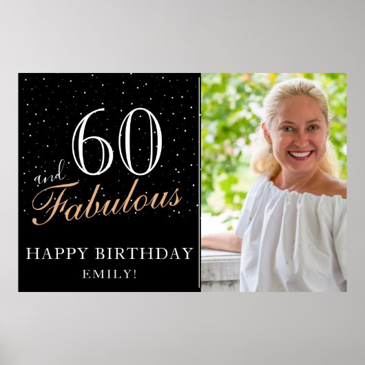 Poster 60 et Fabulous Black 60th Birthday Party Photo (Devant)