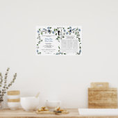 Poster 60 invités Quaker Mariage en été - bleu, blanc (Cuisine)