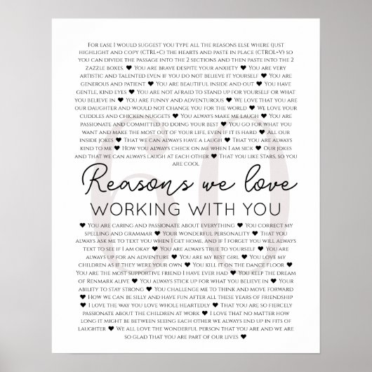 Poster 60 Raisons pour lesquelles nous aimons travailler  (Devant)