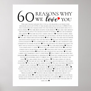 Poster 60 Raisons pour lesquelles nous t'aimons Cadeau d'
