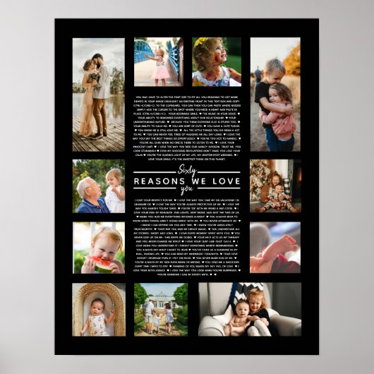 Poster 60 raisons pour lesquelles nous t'aimons cadeau d' (Devant)