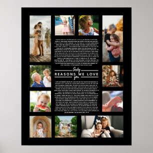 Poster 60 raisons pour lesquelles nous t'aimons cadeau d'
