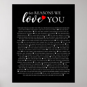 Poster 60 raisons pour lesquelles nous vous aimons 80e 60