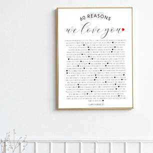 Poster 60 raisons pour lesquelles nous vous aimons 80e 60