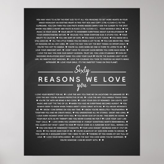 Poster 60 raisons pour lesquelles nous vous aimons cadeau (Devant)