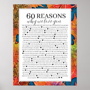 Poster 60 Raisons pour lesquelles nous vous aimons cadeau