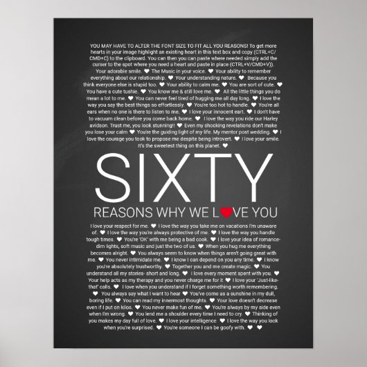 Poster 60 raisons pour lesquelles nous vous aimons vow ma (Devant)