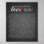 Poster 60 reasons why we love you 80th 60th birthday 40th<br><div class="desc">designed by The Arty Apples Limited</div>